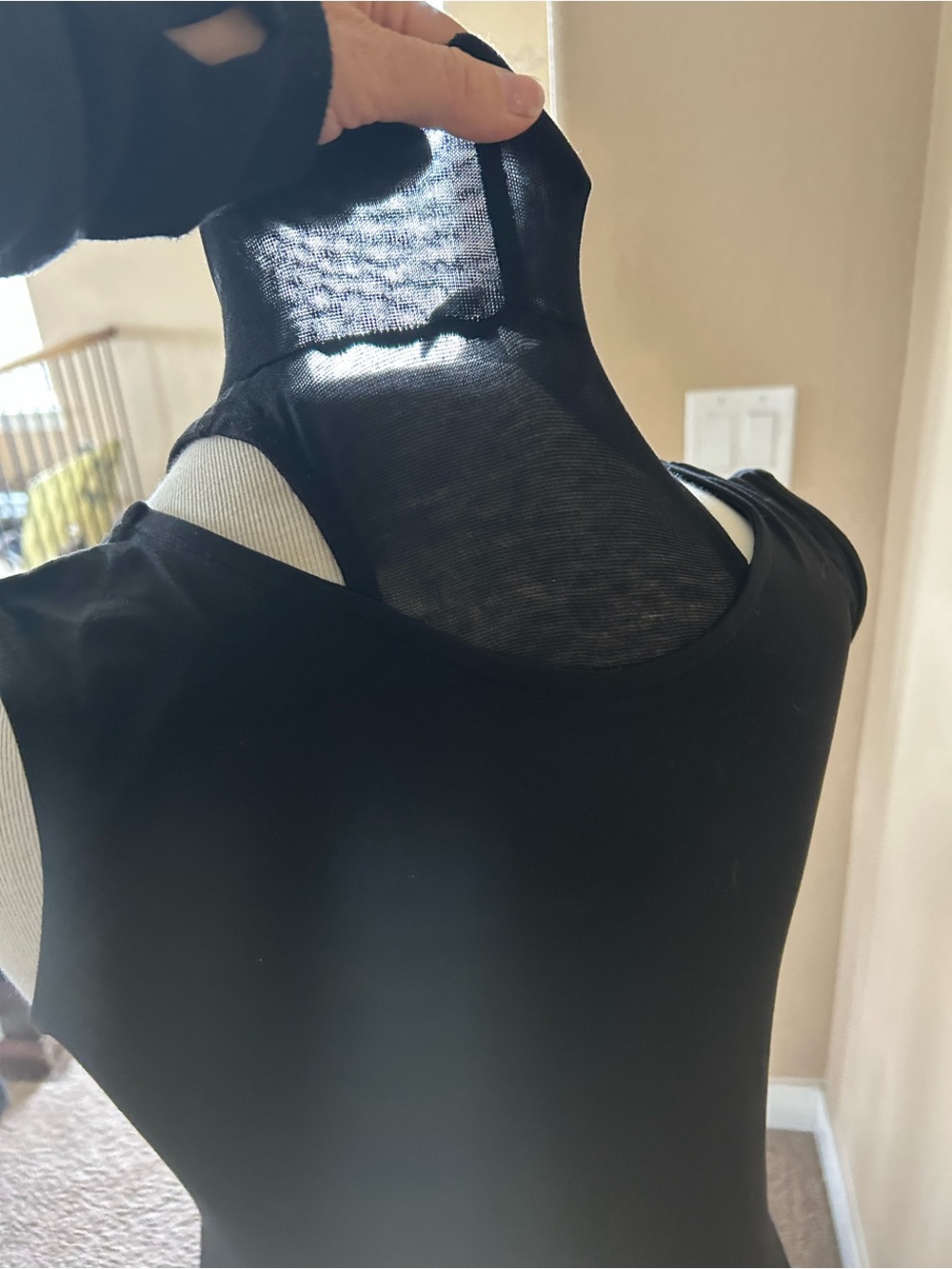 Marcella Black Sheer chest and back Shaping Tank Top for Women - Picture 3 of 5